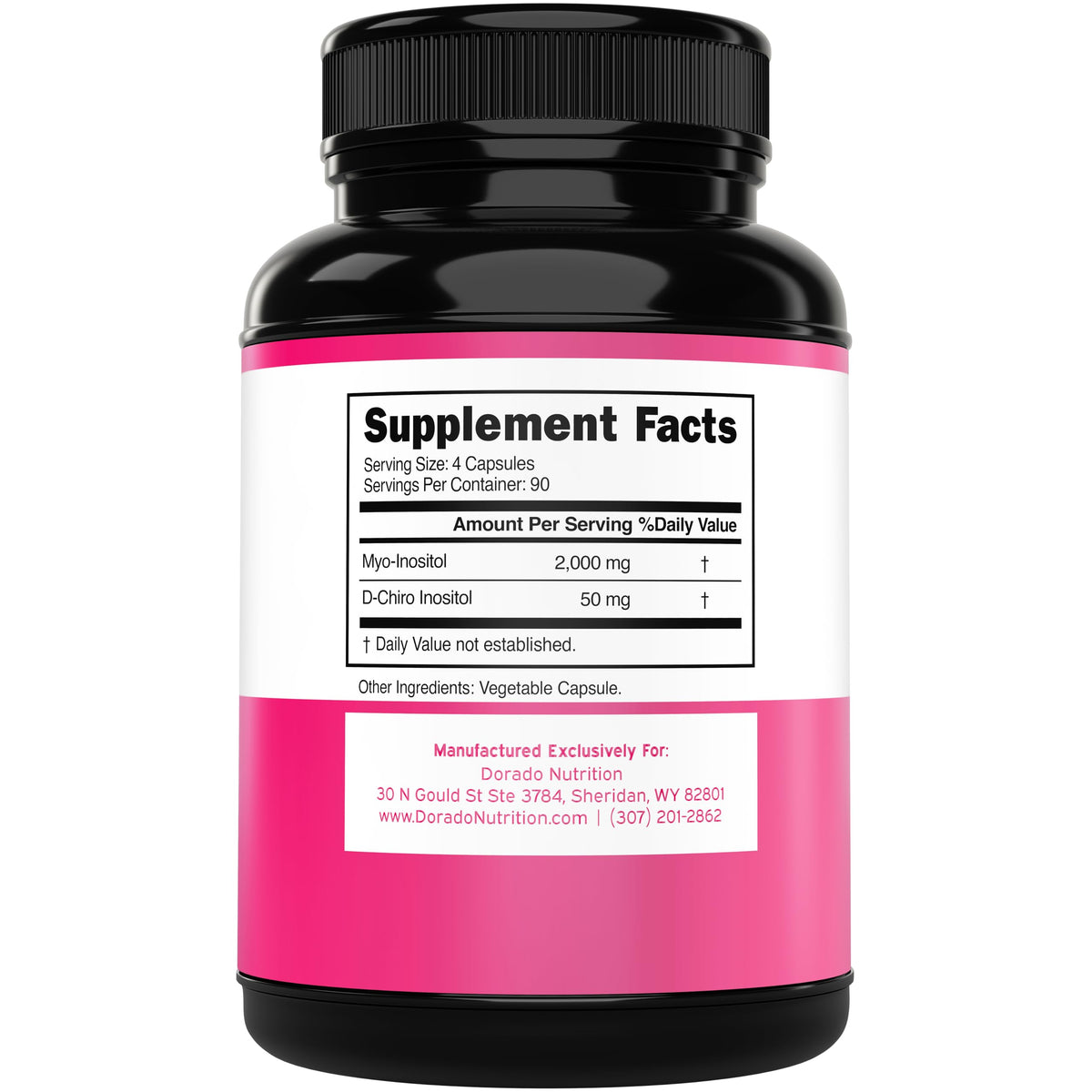 DORADO NUTRITION Myo-Inositol & D-Chiro Inositol capsule ouverte montrant la poudre