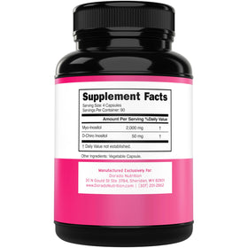 DORADO NUTRITION Myo-Inositol & D-Chiro Inositol capsule ouverte montrant la poudre
