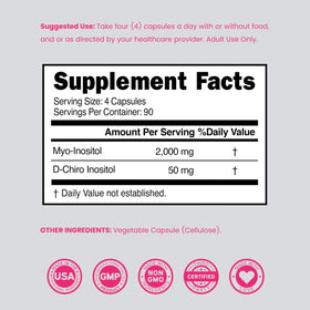 DORADO NUTRITION Myo-Inositol & D-Chiro Inositol capsules avec verre d'eau