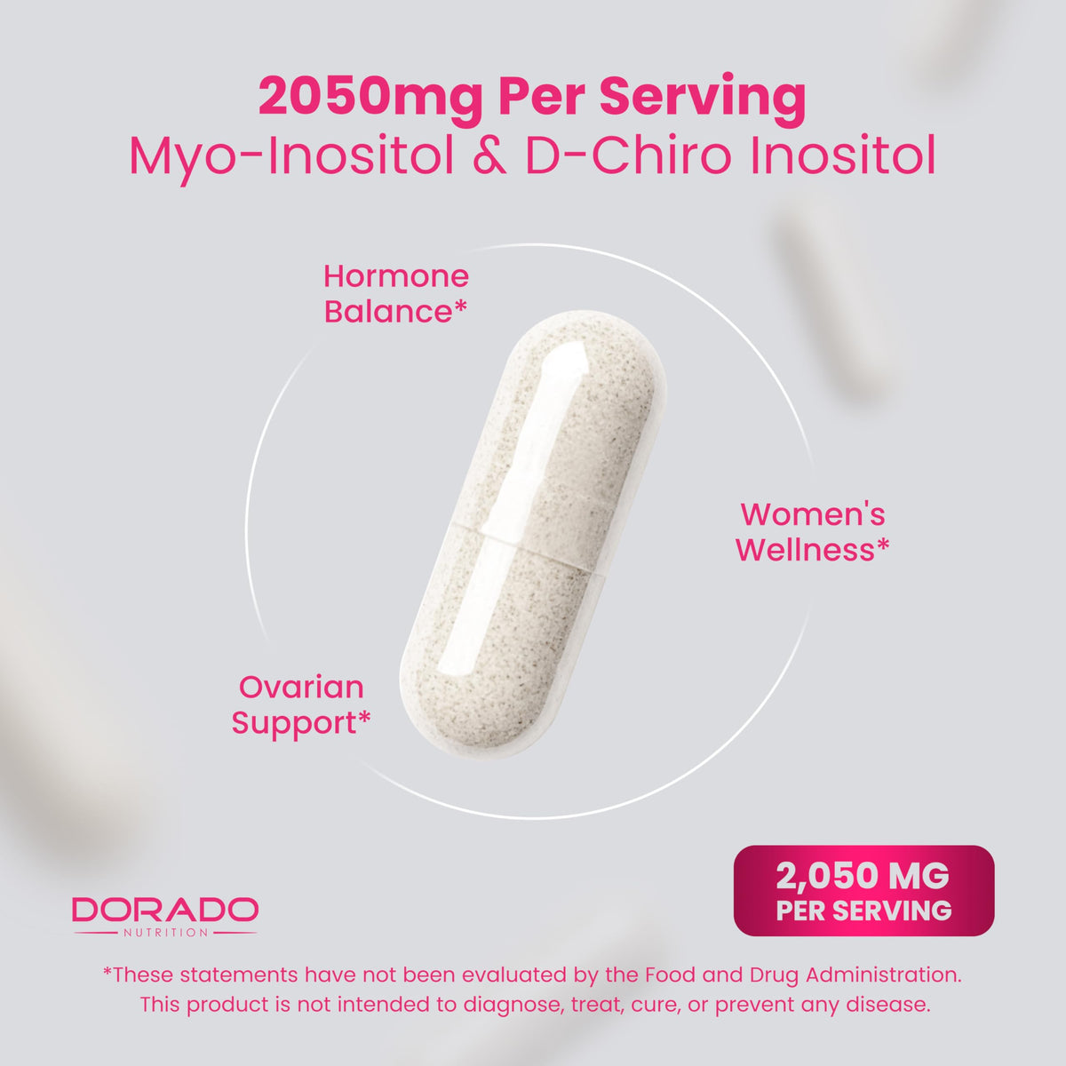 DORADO NUTRITION Myo-Inositol & D-Chiro Inositol capsules sur une table