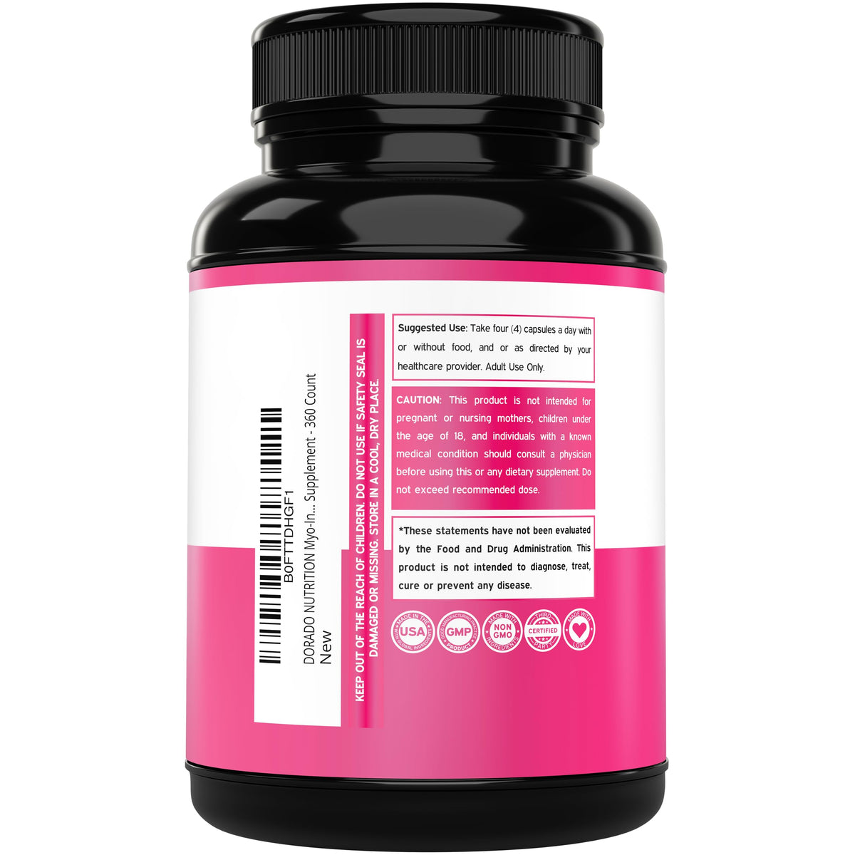 DORADO NUTRITION Myo-Inositol & D-Chiro Inositol emballage avec informations nutritionnelles
