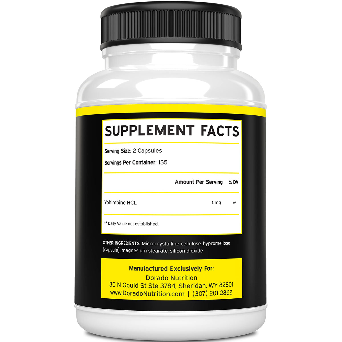 DORADO NUTRITION Yohimbine HCL 5mg étiquette de produit