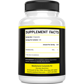 DORADO NUTRITION Yohimbine HCL 5mg étiquette de produit