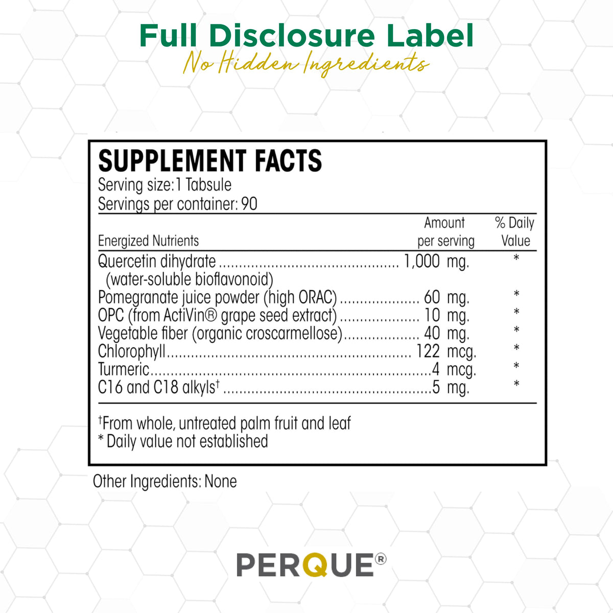 Dos de l'emballage de Repair Guard avec informations nutritionnelles