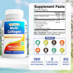 Dos de l'emballage des capsules de collagène Best Naturals