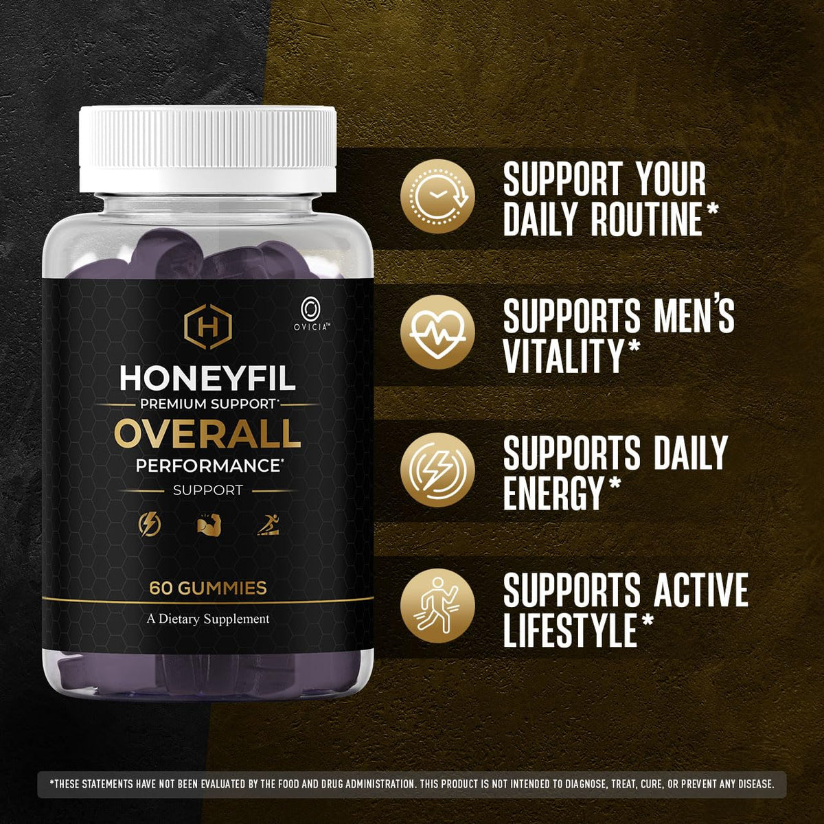 Dos de l'emballage des gommes Honeyfil avec informations nutritionnelles