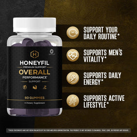 Dos de l'emballage des gommes Honeyfil avec informations nutritionnelles