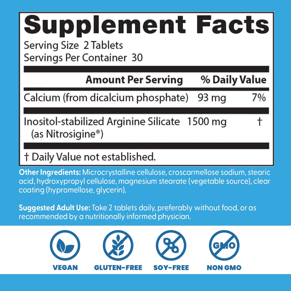 Dos de l'emballage du complément Doctor's BEST Complexe Arginine