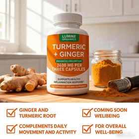 Dos de l'emballage du complément Lumine Organic Curcuma Curcumin