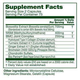 Dos de l'emballage du Complexe Boswellia MSM 150 Caps