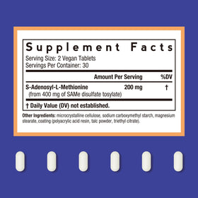 Dos de la boîte de Doctor's Recipes SAM-e 200 mg comprimés