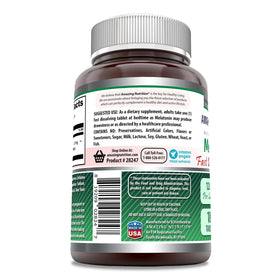 Dos de la boîte de mélatonine 12 mg Amazing Nutrition avec informations nutritionnelles