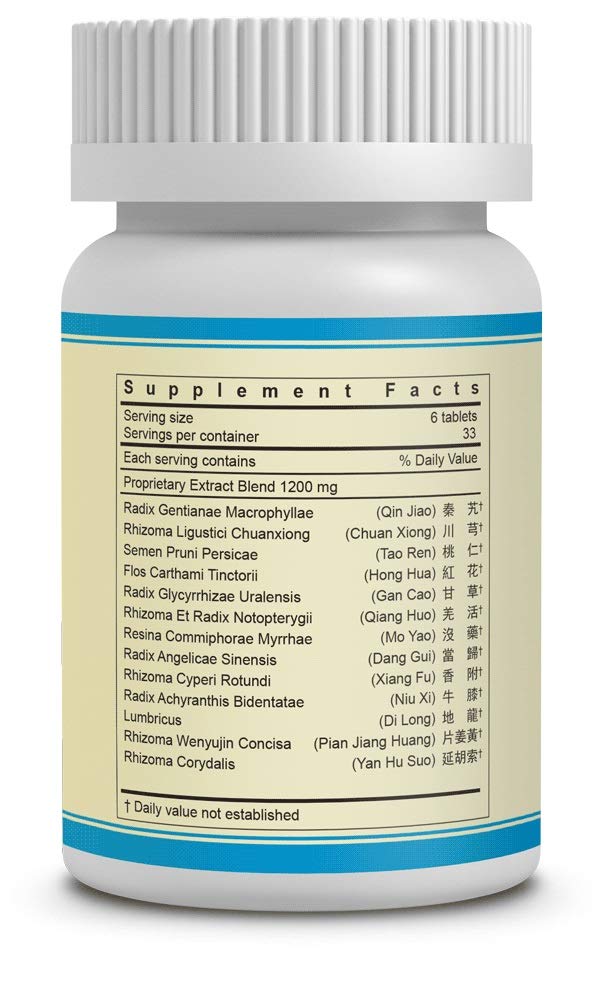 Dos de la boîte de Shen Tong Zhu Yu Pian avec informations nutritionnelles