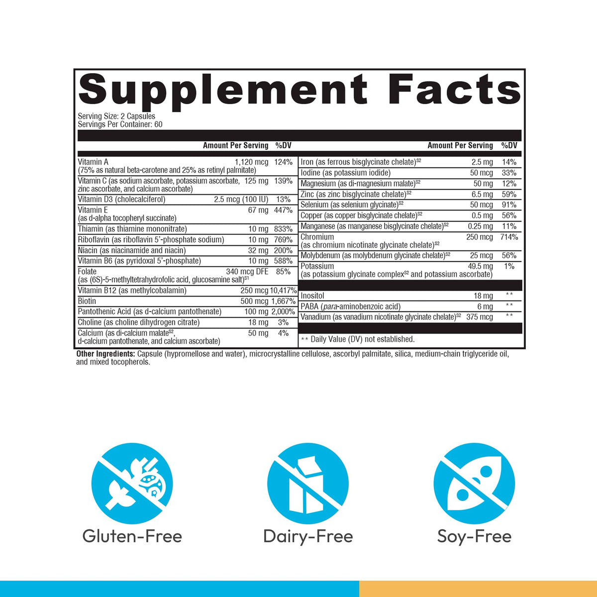 Dos de la boîte de XYMOGEN ActivNutrients montrant les ingrédients