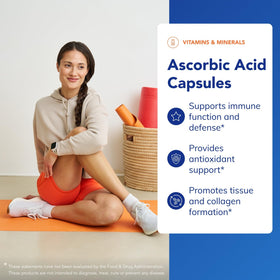 Dos de la bouteille de capsules d'acide ascorbique Pure Encapsulations