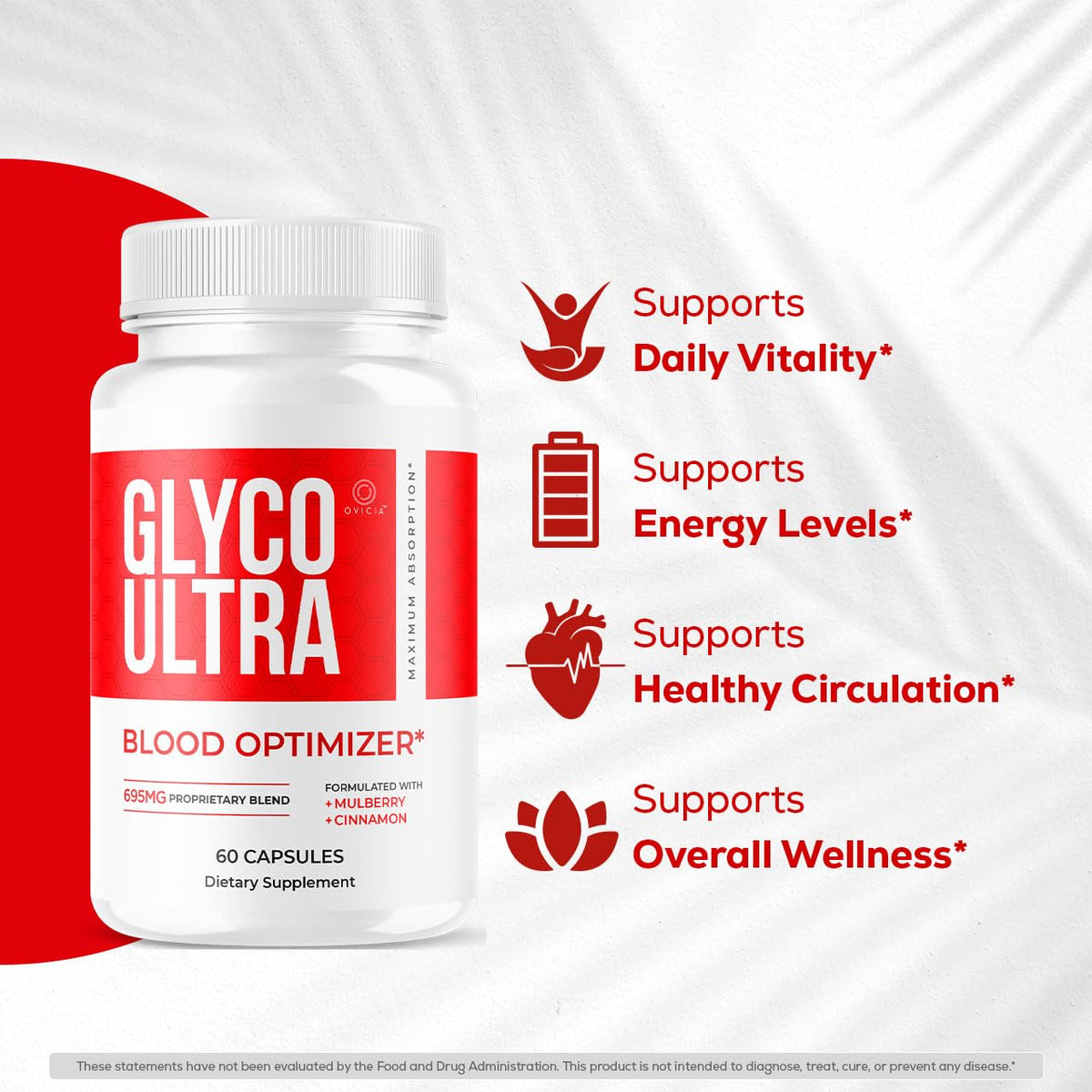 Dos de la bouteille de capsules Glyco Ultra OVICIA