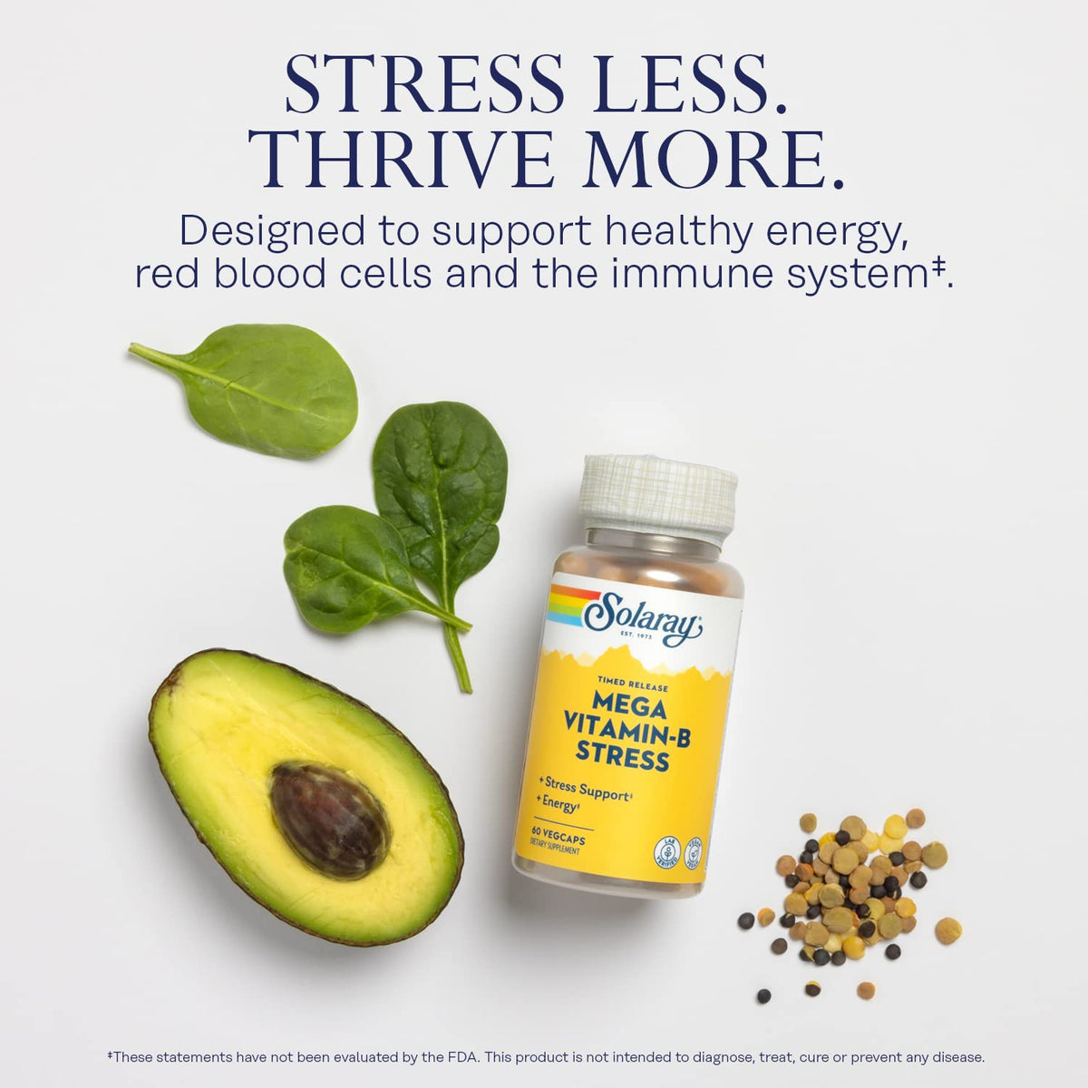 dos de la bouteille de SOLARAY Mega Vitamin B-Stress
