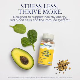 dos de la bouteille de SOLARAY Mega Vitamin B-Stress