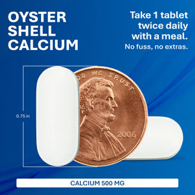Dos de la bouteille MAJOR Calcium Coquille d'Huître 1000 comprimés