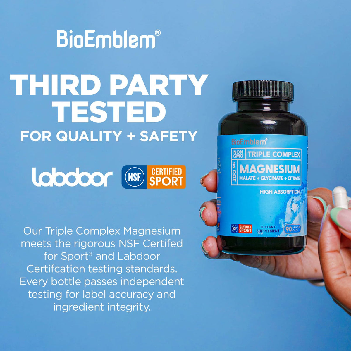 Dos du flacon de BioEmblem Magnésium Glycinate