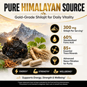 Dos du flacon de Capsules de Shilajit avec informations nutritionnelles