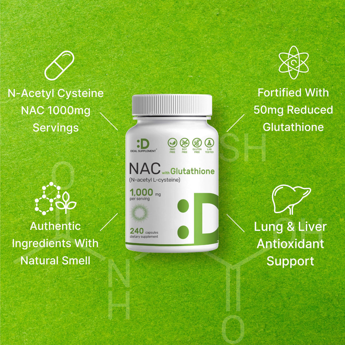 Dos du flacon de Deal Supplement avec informations nutritionnelles