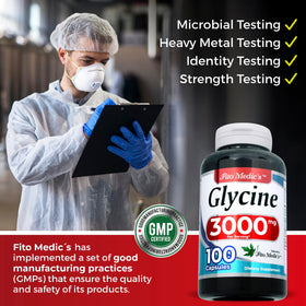Dos du flacon de glycine FITO MEDIC'S montrant les ingrédients