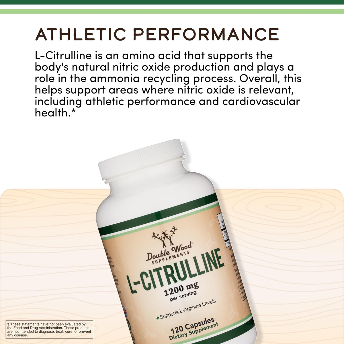 Dos du flacon de L-Citrulline Double Wood avec informations nutritionnelles