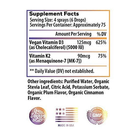 Dos du flacon de spray liquide Vitamine D3 5000 IU K2 Ideal Infusion