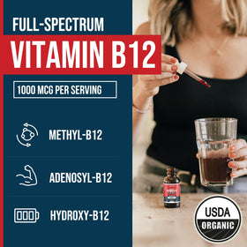 Dos du flacon de Vitamine B12 BioActive avec informations nutritionnelles