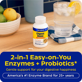 Dosage d'Enzymedica daily Basic + Probiotics sur une cuillère