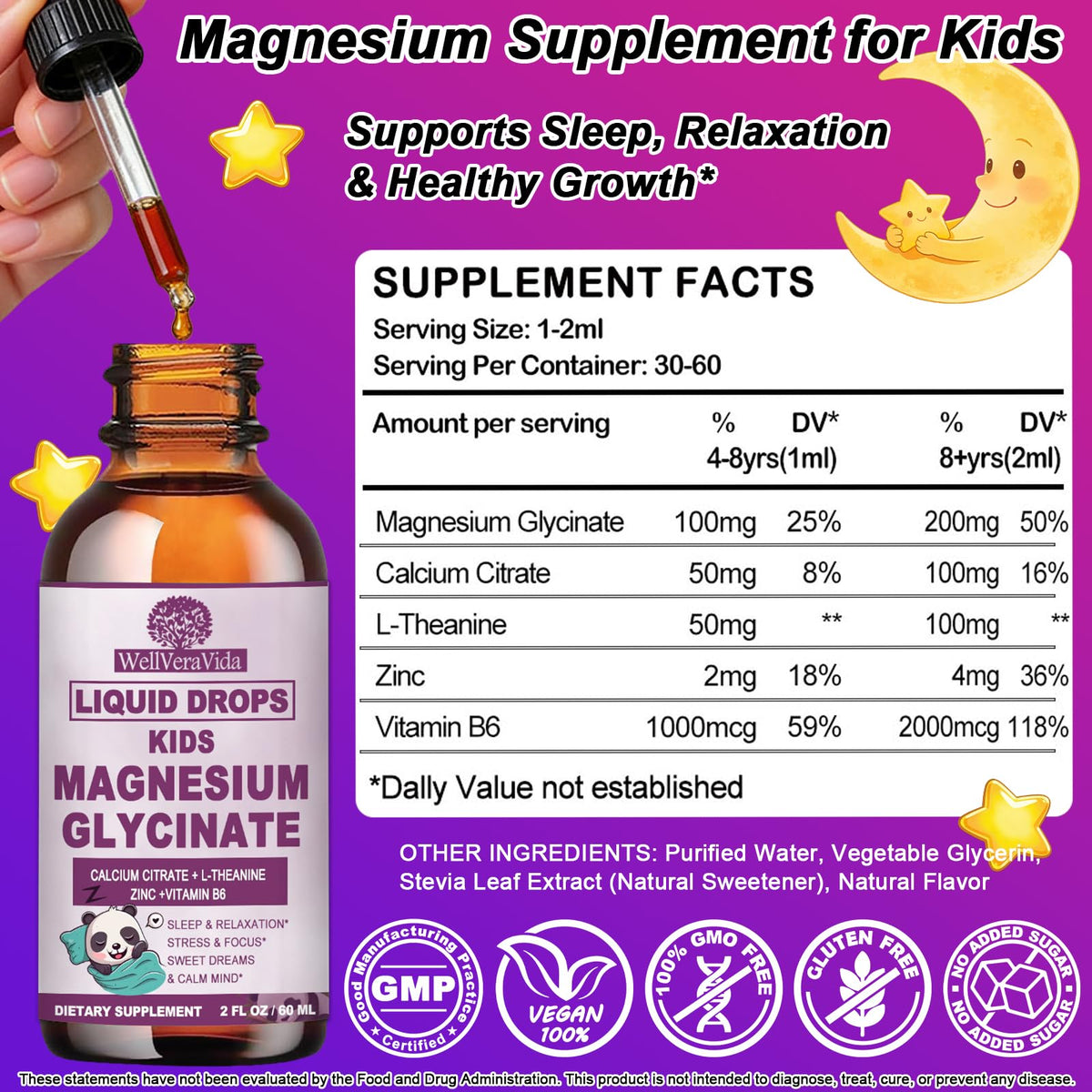 Dosage de 1 ml de magnésium glycinate liquide dans une cuillère