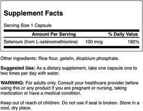 Dosage de 100 mcg par capsule de Sélénium Swanson