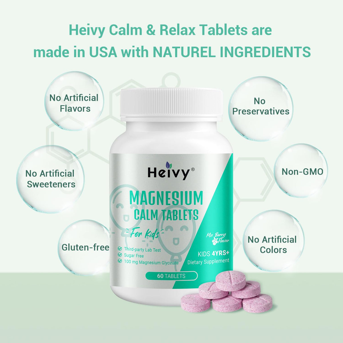 Dosage de 100 mg de glycérophosphate de magnésium par comprimé Heivy