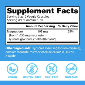 Dosage de 105 mg par portion de Doctor's BEST Magnésium Glycinate