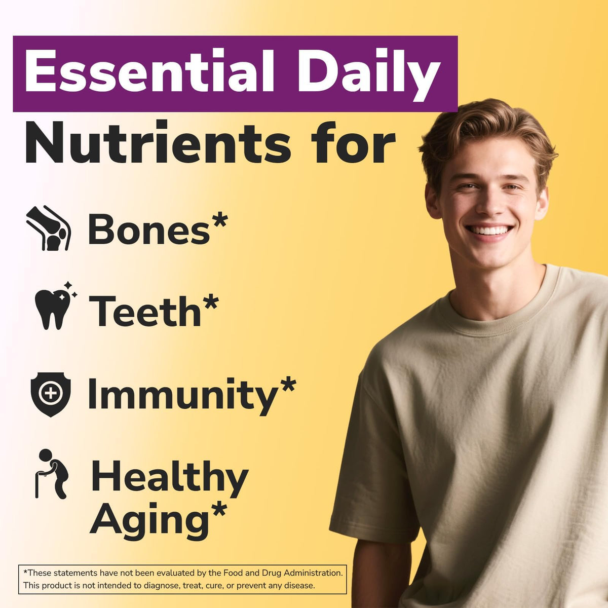 Dosage de 1200mg de calcium et 5000UI de vitamine D3 par comprimé