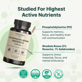 Dosage de 1200mg de Phosphatidylserine par capsule VINATURA