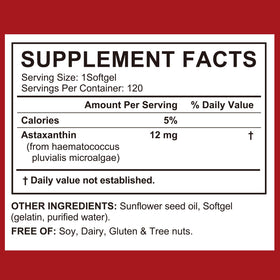 Dosage de 12mg d'astaxanthine par capsule SDJUFEI