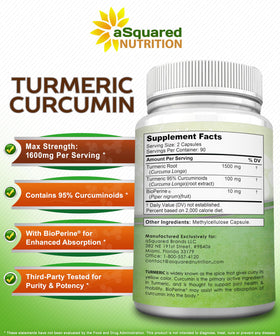 Dosage de 1600mg de curcuma par portion de 2 capsules