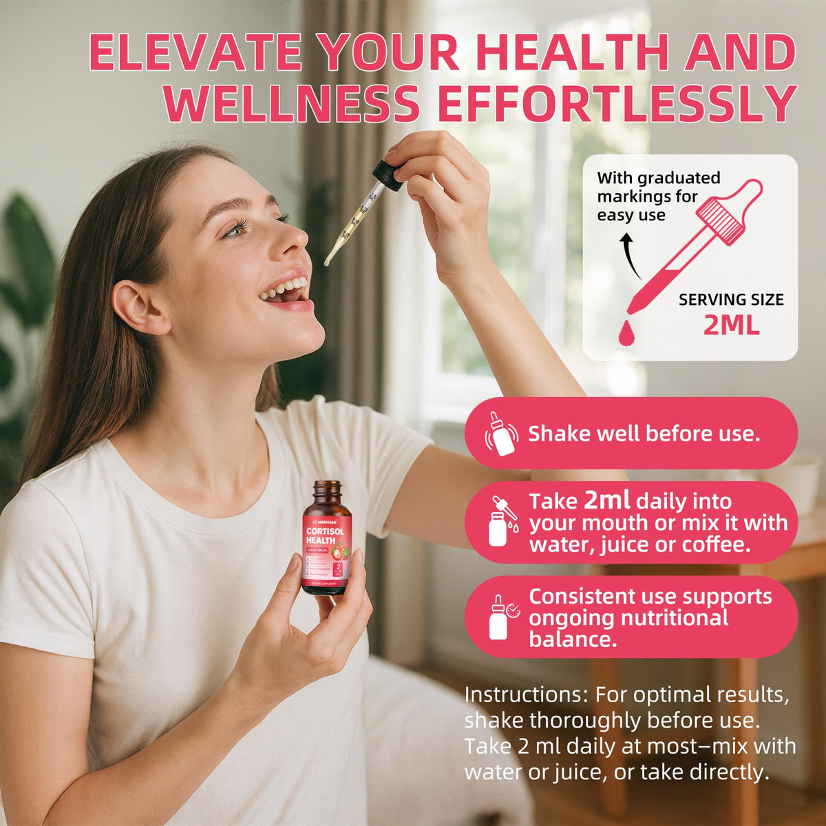 Dosage de 2 ml de gouttes liquides GZ HAOYUAN pour le soutien au cortisol