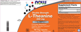Dosage de 200 mg de L-Theanine par capsule NOW Foods
