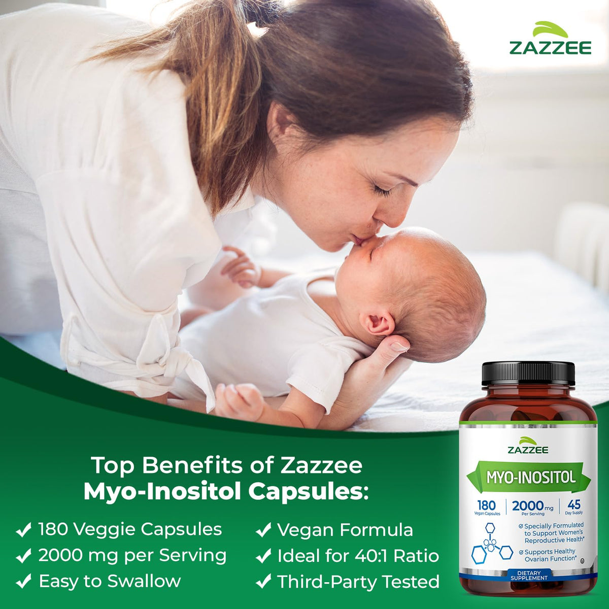 Dosage de 2000 mg par portion, capsules Zazzee