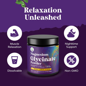 Dosage de 200mg par portion de la poudre de magnésium glycinate