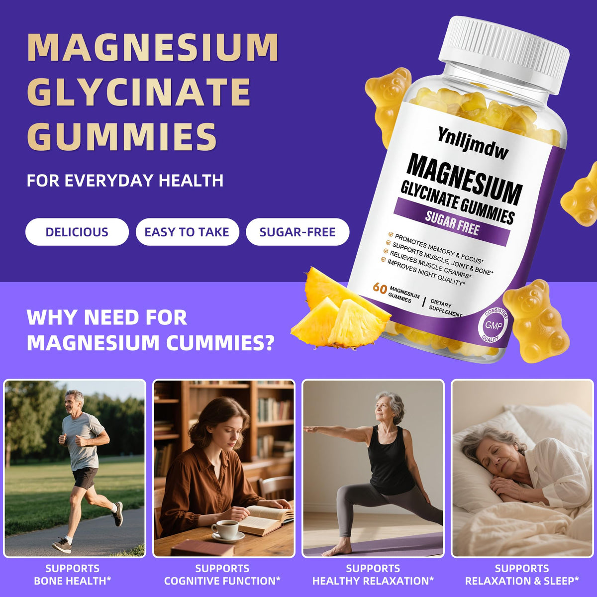 Dosage de 500 mg de magnésium glycinate par portion