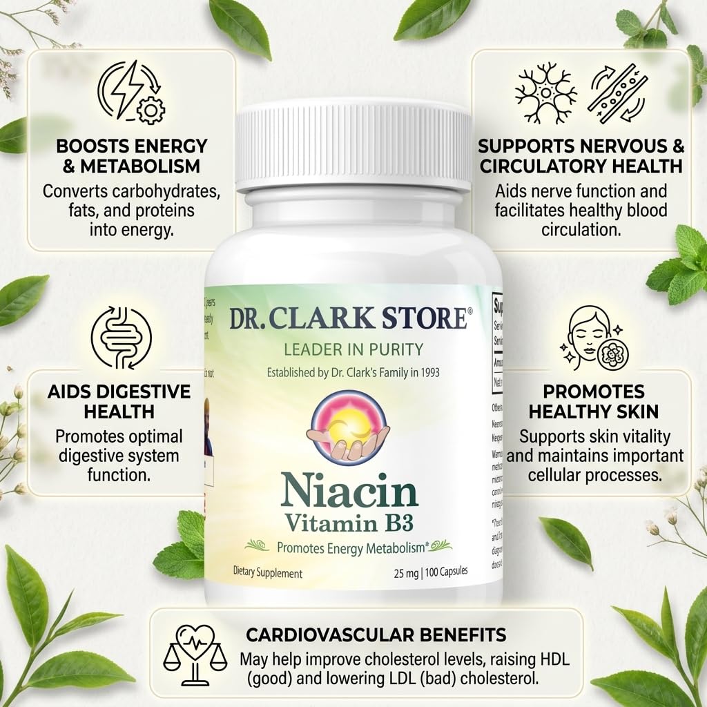 Dosage de 500 mg sur l'étiquette du flacon Dr Clark Niacin