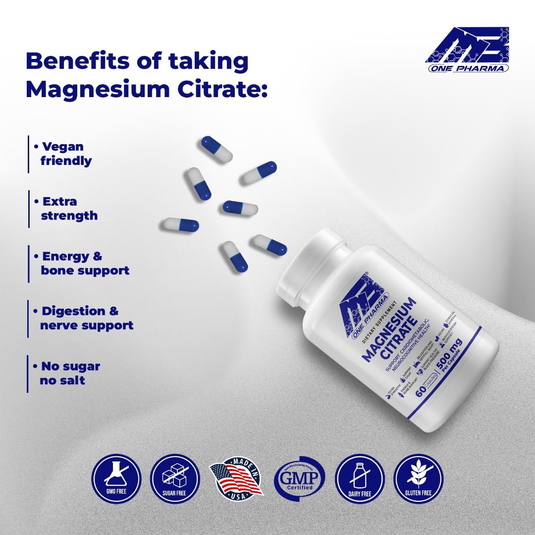 Dosage de 500mg par capsule de Citrate de Magnésium MB One