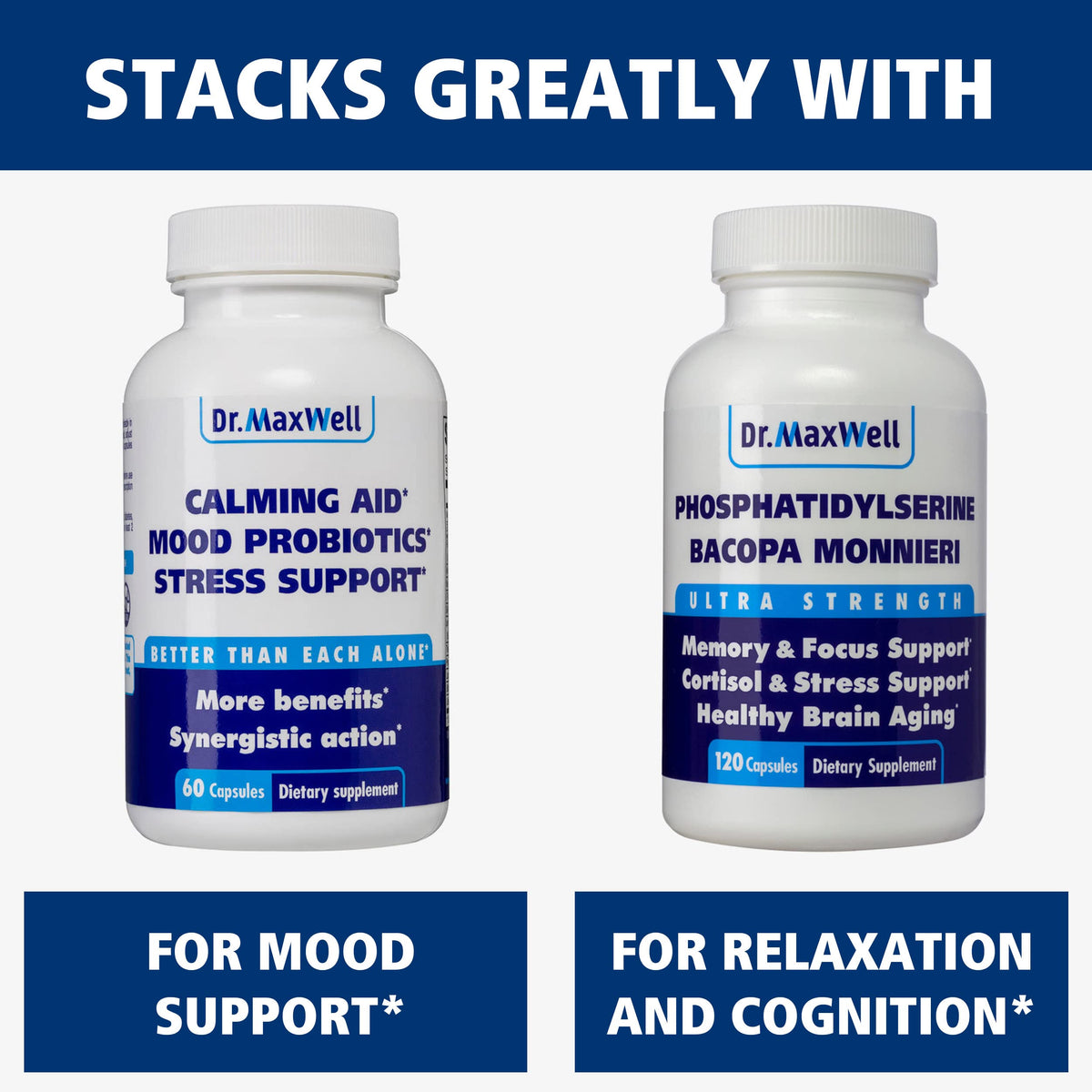 Dosage de 600 mg Ashwagandha et 400 mg Rhodiola sur l'étiquette