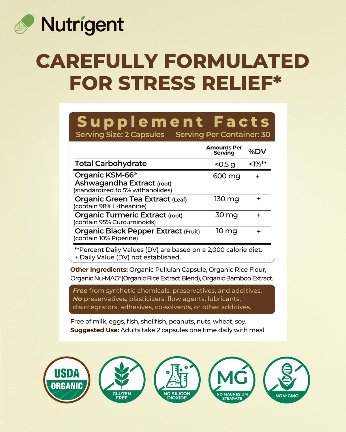 Dosage de 600mg par portion des capsules Nutrigent