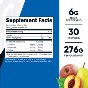 Dosage de 6g de poudre BCAA Nutricost dans une cuillère