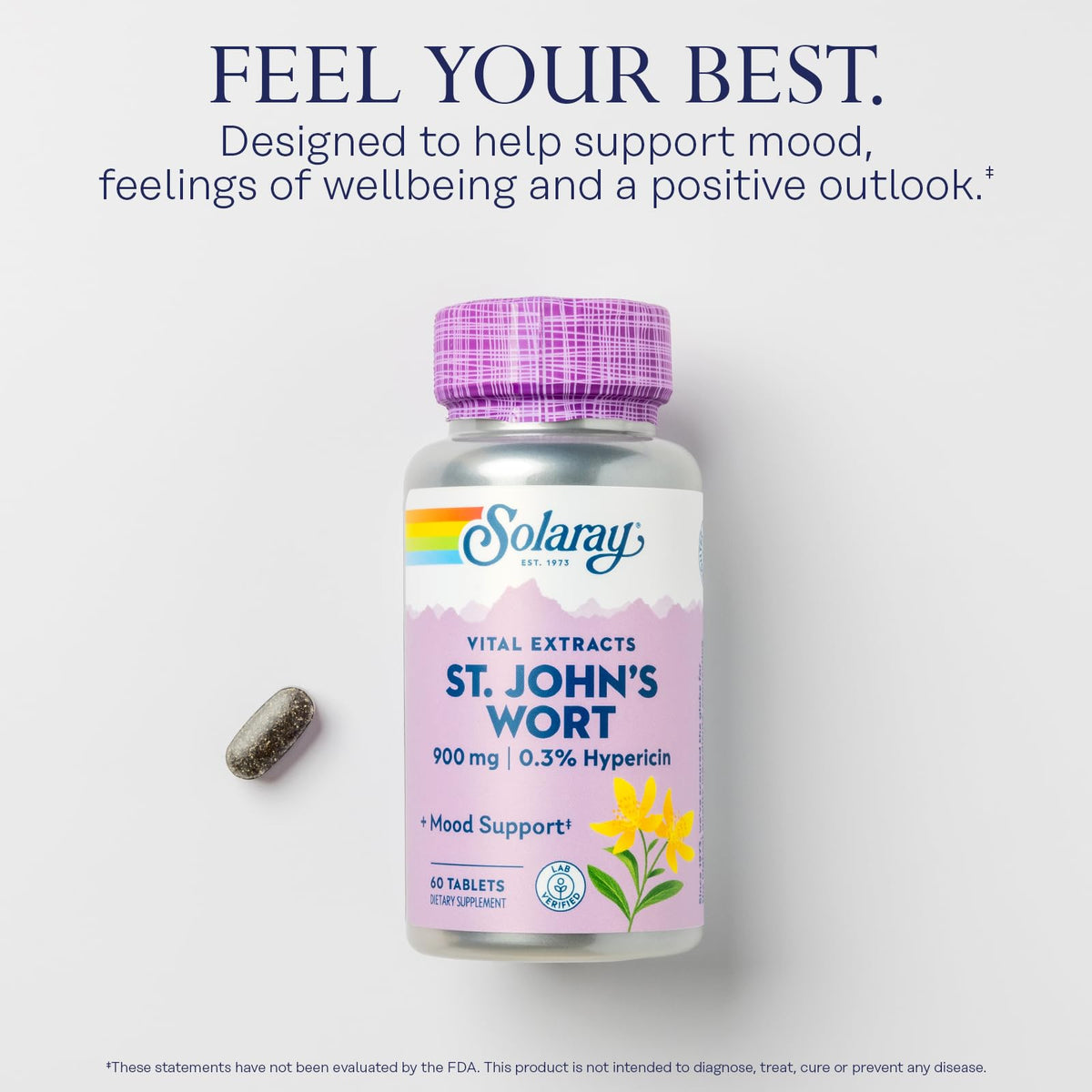 Dosage de 900 mg par comprimé de SOLARAY Extrait de Millepertuis
